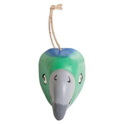 Alternate image for Pinewood Parrot Wall Mask Hand-Carved Painted in Guatemala Playful Parrot