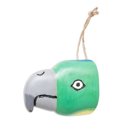Alternate image for Pinewood Parrot Wall Mask Hand-Carved Painted in Guatemala Playful Parrot