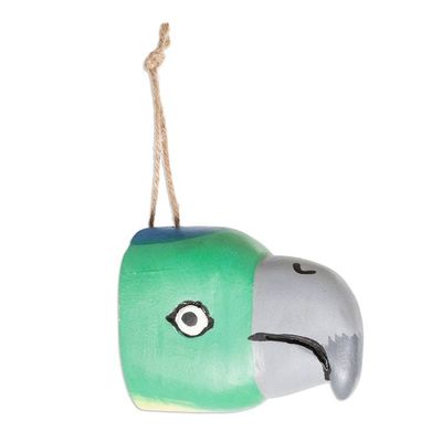Alternate image for Pinewood Parrot Wall Mask Hand-Carved Painted in Guatemala Playful Parrot