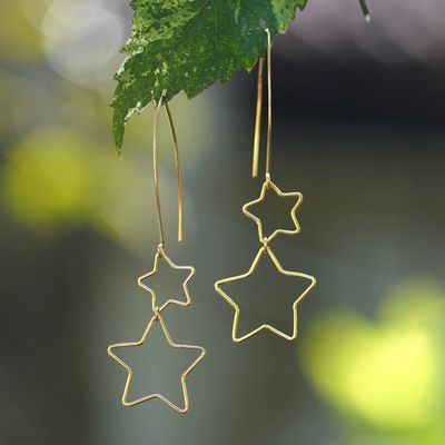 Main image for Interlinked Hollow Star-Themed Gold-Plated Dangle Earrings Stars at Midnight