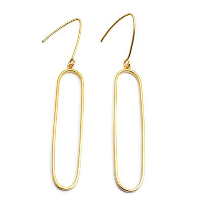 Main image for Minimalist Oval-Shaped 18k Gold-Plated Dangle Earrings Minimalist Silhouettes