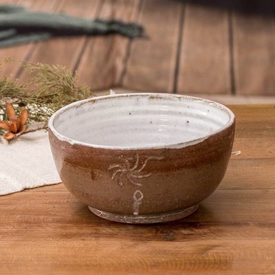 Alternate image for Rustic-Inspired Glazed Earthy Tone and White Ceramic Bowl Rustic Flavor
