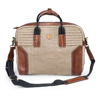 Alternate image for Adjustable Leather-Accented Natural Fiber Shoulder Hand Bag New Versatility