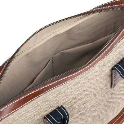 Alternate image for Adjustable Leather-Accented Natural Fiber Shoulder Hand Bag New Versatility