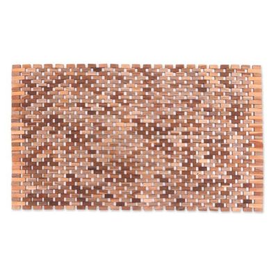 Alternate image for Handcrafted Teak Wood Mat from Bali 33 in. Surabaya Sidewalk