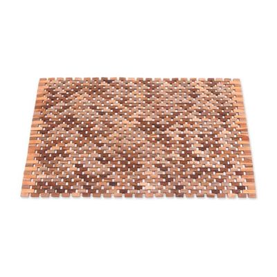 Alternate image for Handcrafted Teak Wood Mat from Bali 33 in. Surabaya Sidewalk