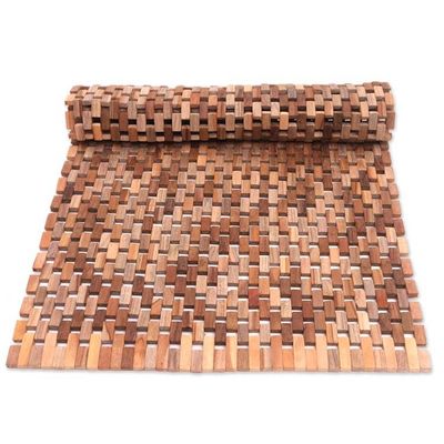 Alternate image for Handcrafted Teak Wood Mat from Bali 33 in. Surabaya Sidewalk