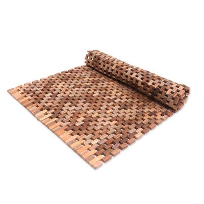 Alternate image for Handcrafted Teak Wood Mat from Bali 33 in. Surabaya Sidewalk
