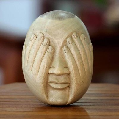 Alternate image for Hibiscus Wood Wall Mask See No Evil