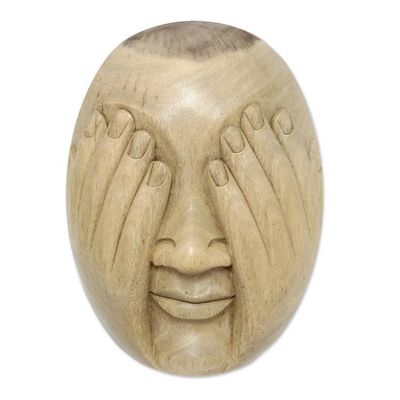Alternate image for Hibiscus Wood Wall Mask See No Evil