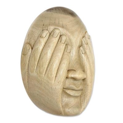 Alternate image for Hibiscus Wood Wall Mask See No Evil