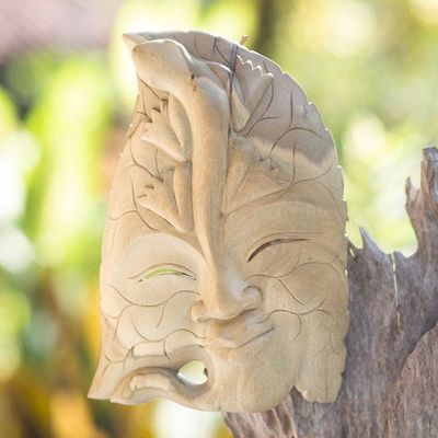 Alternate image for Hand Made Wood Mask from Indonesia Life of a Leaf