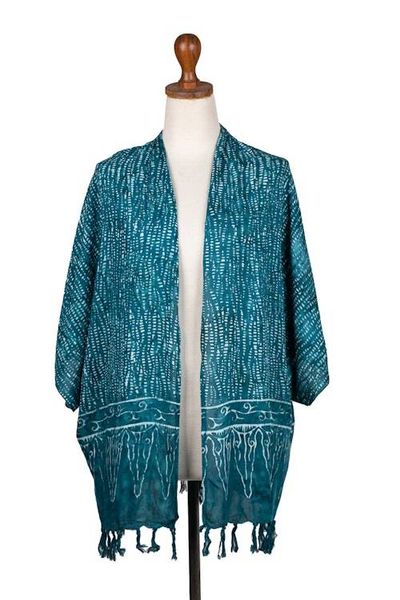 Alternate image for Breezy Rayon Kimono with Batik Design Sea Sponge