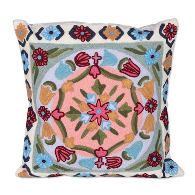 Alternate image for Embroidered Floral Multicolor Cotton Cushion Cover Pair Dream of Blooms