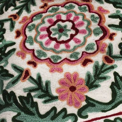 Alternate image for Baroque-Inspired Green and Pink Cotton Cushion Cover Pair Baroque in Rose