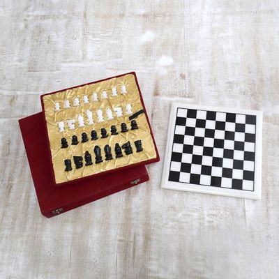 Alternate image for Black and White Marble Chess Set from India Royal Grandeur