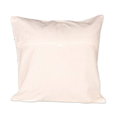 Alternate image for Leafy Blue and Turquoise Mandala Cotton Cushion Cover Pair Divine Orchard