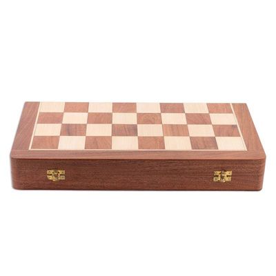 Alternate image for Hand-Painted Red and Green Wood Chess Set from India Challenge of Rajasthan