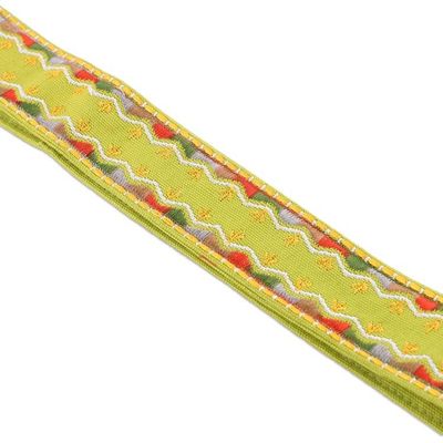 Alternate image for Rayon Embroidered Chartreuse Cotton Belt with Tassels Chartreuse Tassels
