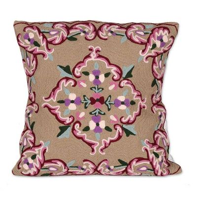 Alternate image for Artisan-Made Baroque Embroidered Cotton Cushion Cover Pair Sublime Blossoms