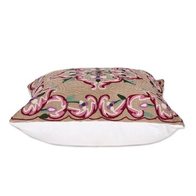 Alternate image for Artisan-Made Baroque Embroidered Cotton Cushion Cover Pair Sublime Blossoms