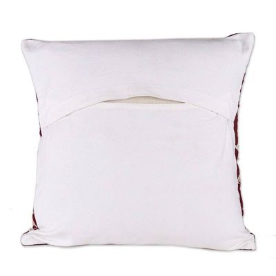 Alternate image for Pink and Burgundy Embroidered Cotton Cushion Cover Pair Woven Whispers