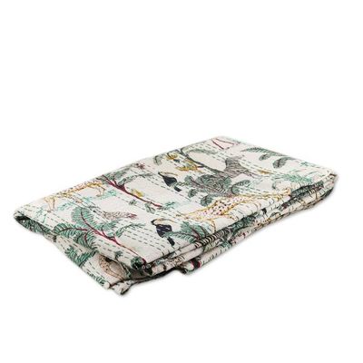 Alternate image for Jungle-Themed Embroidered Cotton Queen Bedspread in White Morning Jungle Story