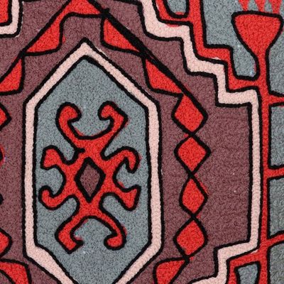 Alternate image for Pair of Chain-Stitched Geometric Cotton Cushion Covers Abstract Fountain