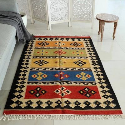 Alternate image for Hand Made Wool Area Rug from India 4 x 6 New Home