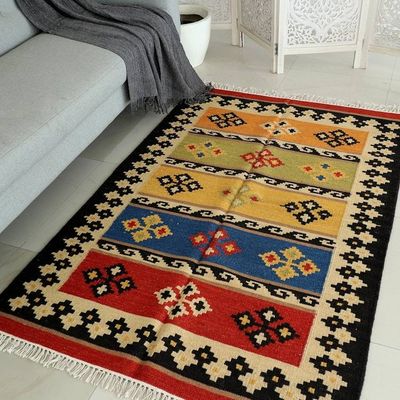 Alternate image for Hand Made Wool Area Rug from India 4 x 6 New Home