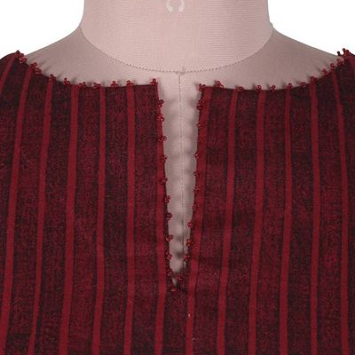 Alternate image for Striped Asymmetrical Sleeveless Red Black Cotton Tunic Dress Red Summer