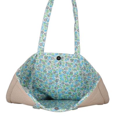 Alternate image for Rayon Embroidered Cotton Tote Bag with Spring-Themed Details My Spring