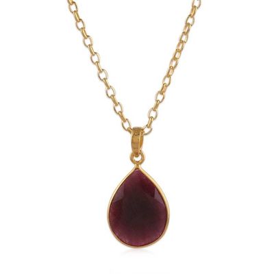 Alternate image for 18-Carat Ruby Gold-Plated Necklace and Earrings Jewelry Set Blissful Crimson