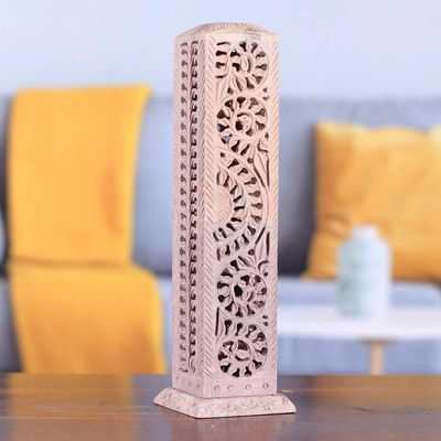 Alternate image for Traditional Jali-Themed Natural Soapstone Incense Holder Jali Essence