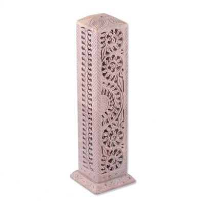 Alternate image for Traditional Jali-Themed Natural Soapstone Incense Holder Jali Essence