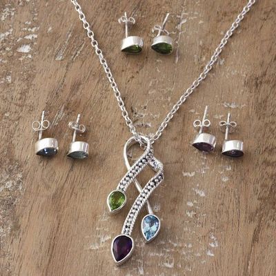 Alternate image for 7-Carat Multi-Gemstone Jewelry Set in a Polished Finish Paradisiacal Fusion