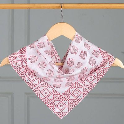 Alternate image for Hand-Block Printed Red and White Cotton Bandana Strawberry Splendor