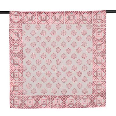 Alternate image for Hand-Block Printed Red and White Cotton Bandana Strawberry Splendor