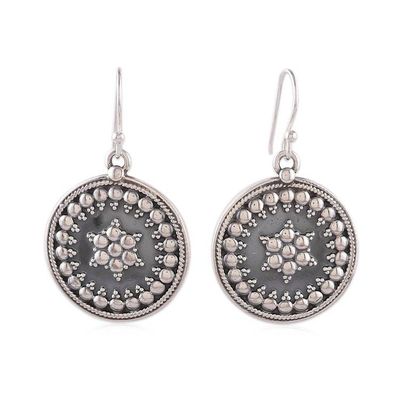 Alternate image for Granulated Starburst-Themed Silver Earrings and Ring Set Granulated Starburst