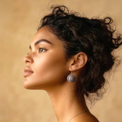 Alternate image for Granulated Starburst-Themed Silver Earrings and Ring Set Granulated Starburst