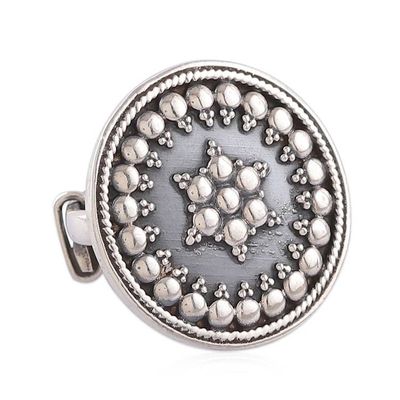 Alternate image for Granulated Starburst-Themed Silver Earrings and Ring Set Granulated Starburst