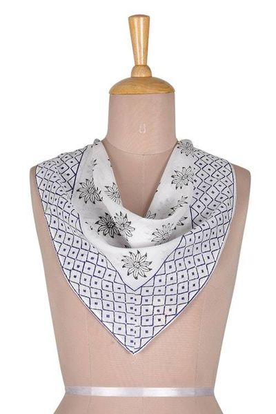 Alternate image for Floral and Diamond-Patterned Cotton Bandana Blooming Geometry