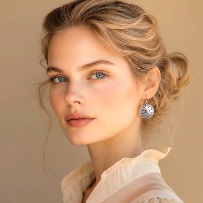 Alternate image for Silver Floral Dangle Earrings Adjustable Ring Jewelry Set Vintage Blossom