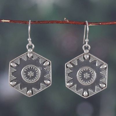 Alternate image for Hexagonal-Shaped Silver Earrings and Ring Jewelry Set Classic Heritage