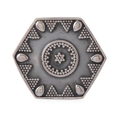 Alternate image for Hexagonal-Shaped Silver Earrings and Ring Jewelry Set Classic Heritage