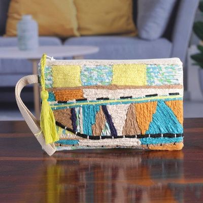 Alternate image for Bohemian-Inspired Embroidered Cotton Wristlet with Zipper Bohemian Flare