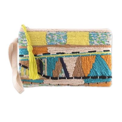 Alternate image for Bohemian-Inspired Embroidered Cotton Wristlet with Zipper Bohemian Flare