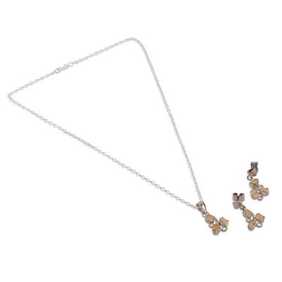 Alternate image for Faceted 4-Carat Citrine Necklace and Earrings Jewelry Set Prosperous Blooms