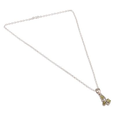 Alternate image for Leafy 4-Carat Oval Peridot Necklace and Earrings Jewelry Set Lucky Blooms