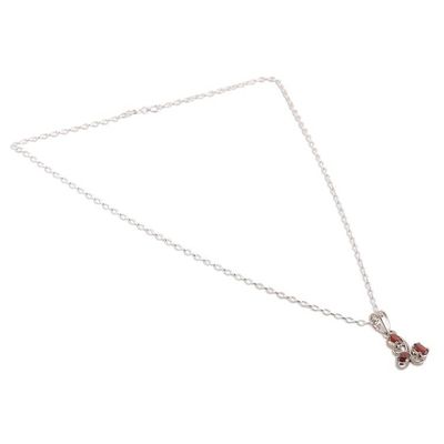 Alternate image for Sylvan 4-Carat Oval Garnet Necklace and Earrings Jewelry Set Passionate Blooms